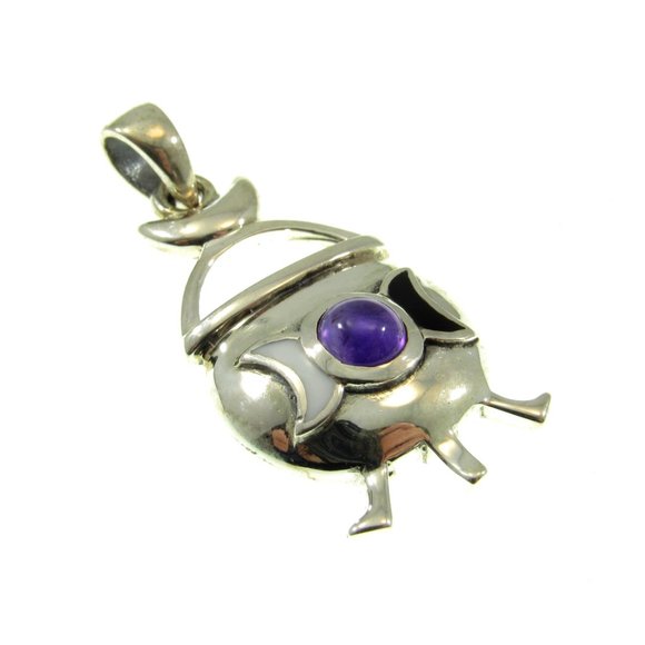 Solid 925 Sterling Silver Magickal Witch's Cauldron Pendant with Gemstone - Picture 3 of 8